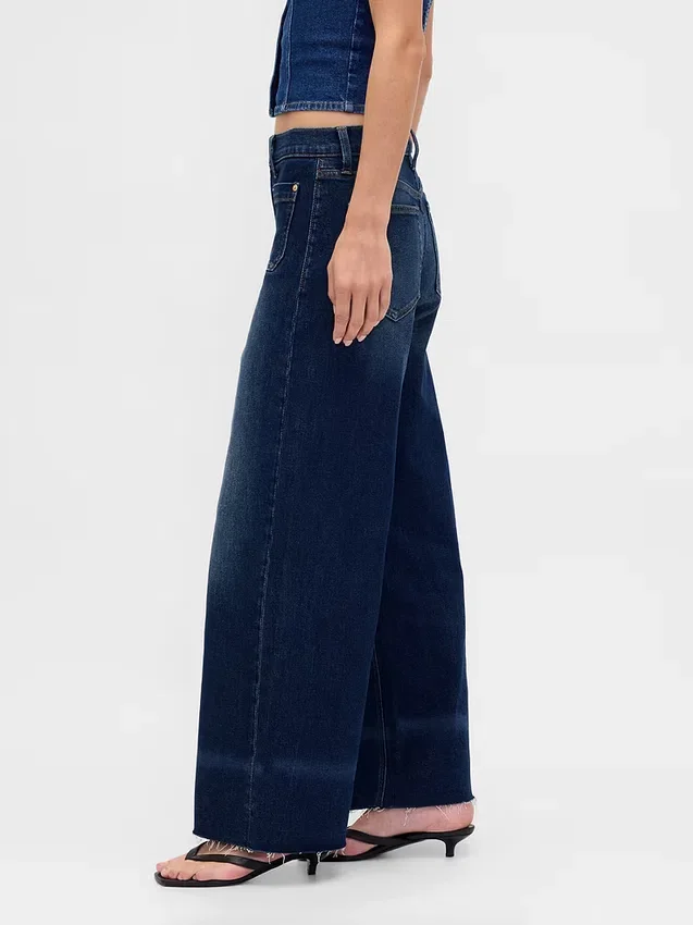 Jeans med høy midje og vid benbredde