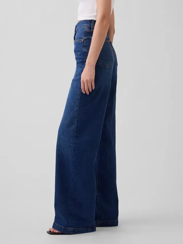Jeans med høy midje og vid benbredde
