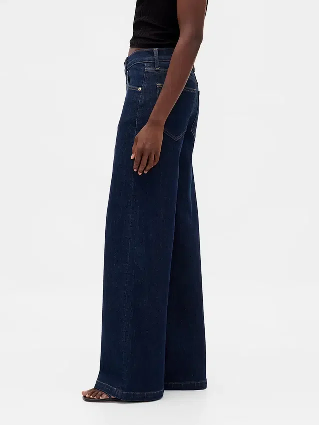 Jeans med høy midje og vid benbredde
