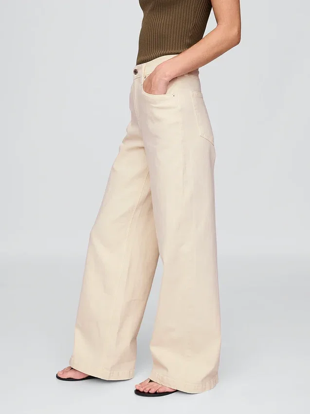 Jeans med høy midje og vid benbredde