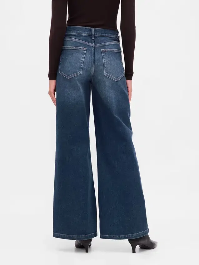 Jeans med høy midje og vid benbredde