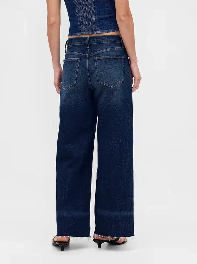 Jeans med høy midje og vid benbredde
