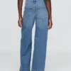 Jeans med høy midje og vid benbredde