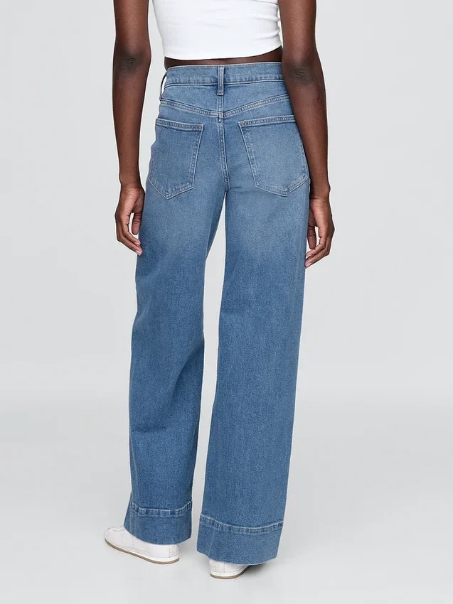 Jeans med høy midje og vid benbredde
