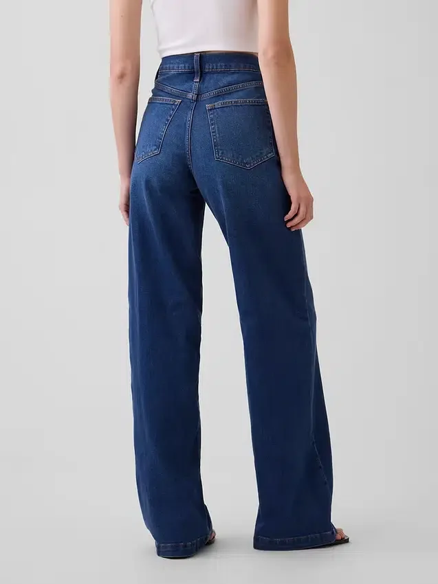 Jeans med høy midje og vid benbredde