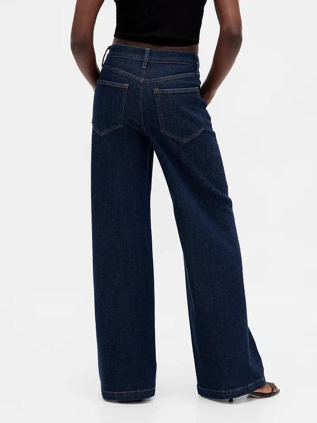Jeans med høy midje og vid benbredde