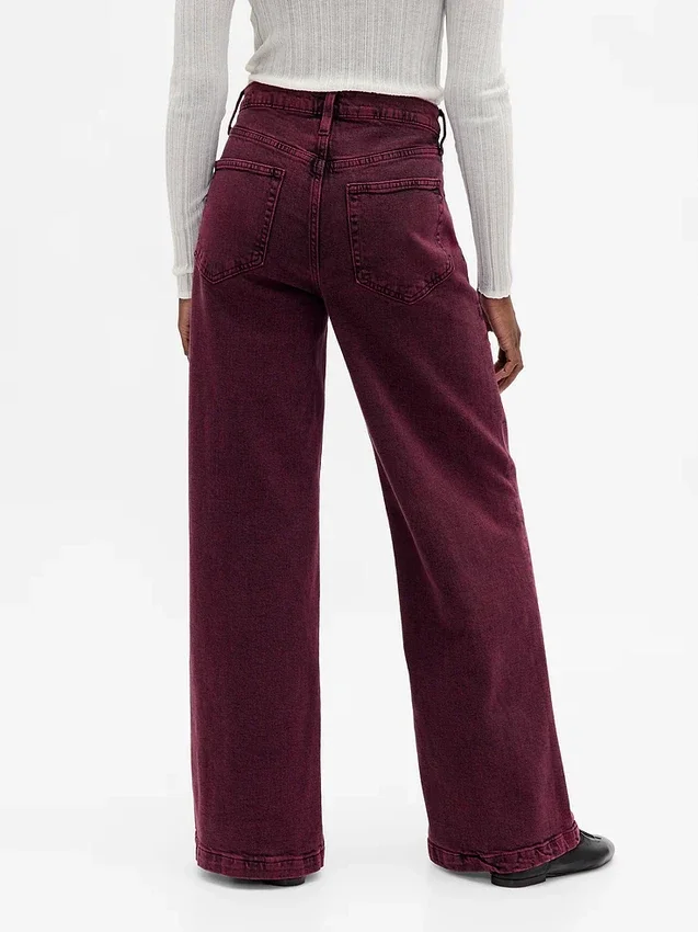 Jeans med høy midje og vid benbredde