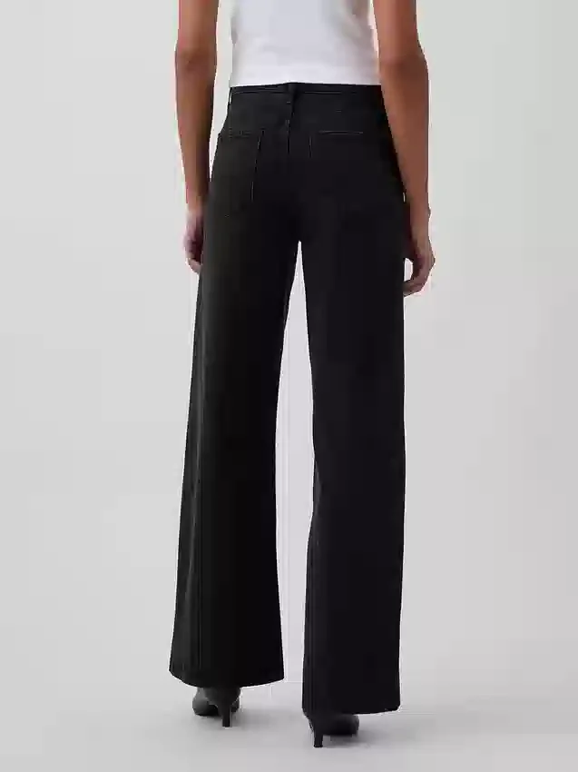 Jeans med høy midje og vid benbredde