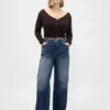 Jeans med høy midje og vid benbredde
