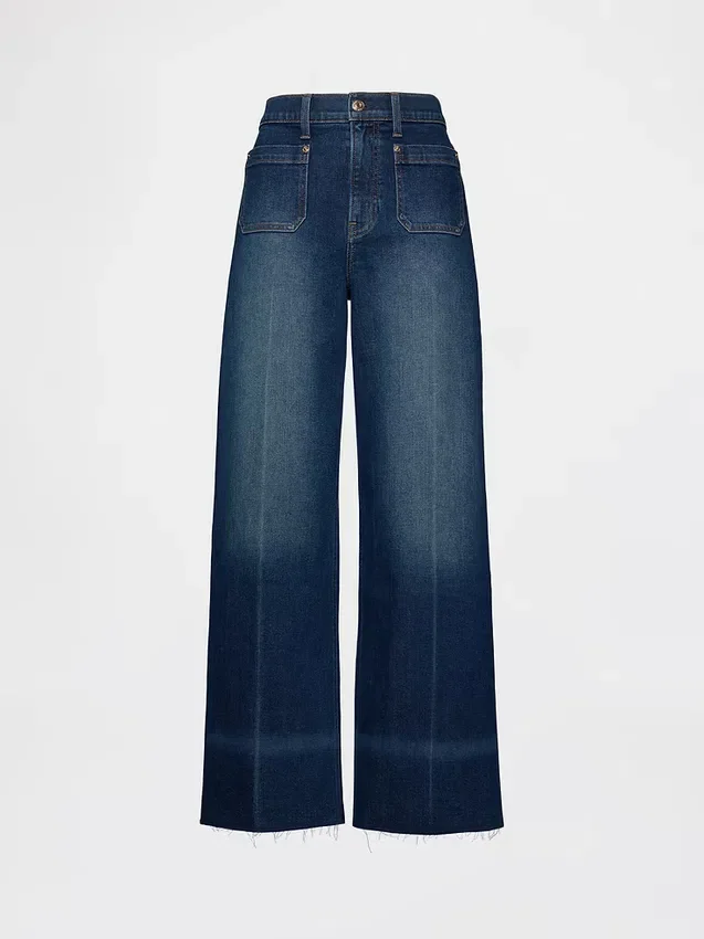 Jeans med høy midje og vid benbredde