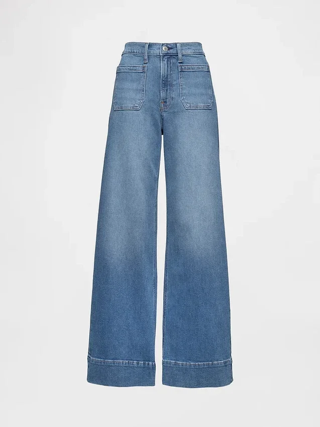 Jeans med høy midje og vid benbredde