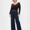 Jeans med høy midje og vid benbredde