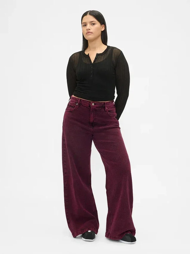 Jeans med høy midje og vid benbredde