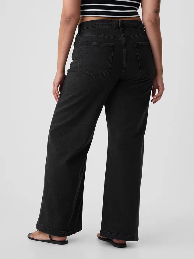 Jeans med høy midje og vid benbredde