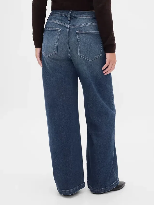 Jeans med høy midje og vid benbredde