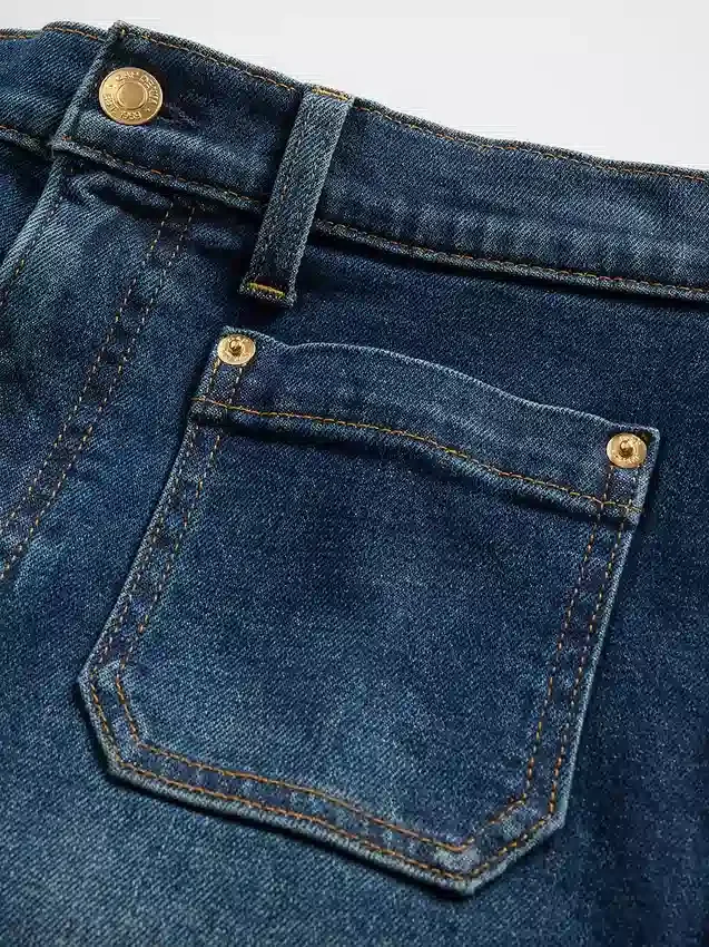 Jeans med høy midje og vid benbredde