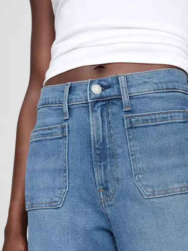 Jeans med høy midje og vid benbredde