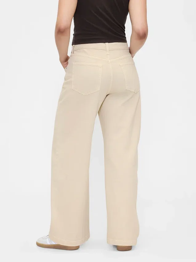 Jeans med høy midje og vid benbredde