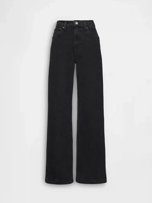 Jeans med høy midje og vid benbredde