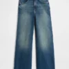 Jeans med høy midje og vid benbredde