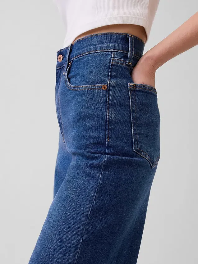 Jeans med høy midje og vid benbredde
