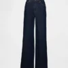 Jeans med høy midje og vid benbredde