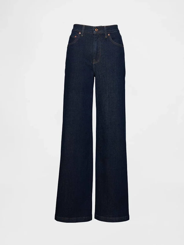 Jeans med høy midje og vid benbredde