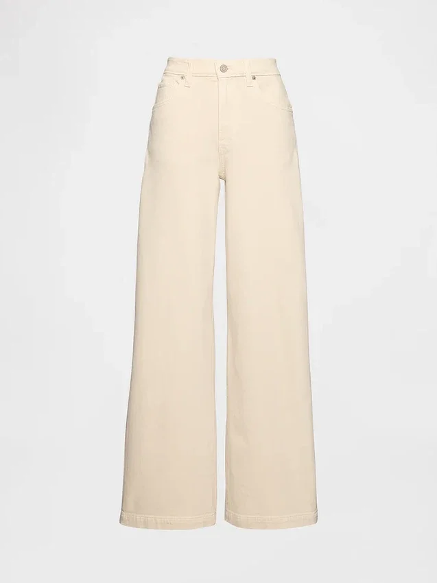 Jeans med høy midje og vid benbredde