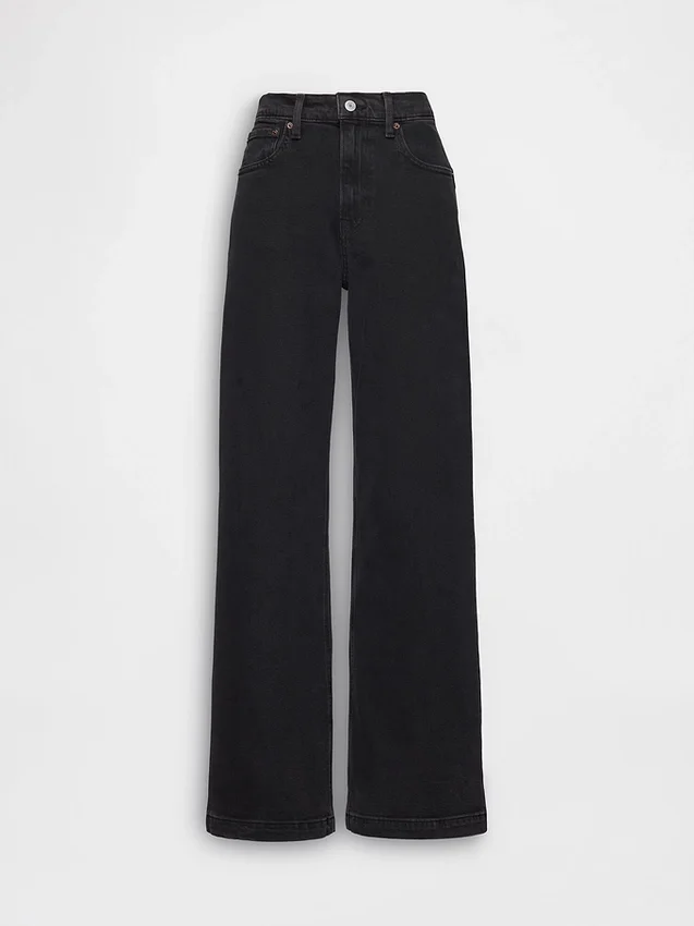 Jeans med høy midje og vid benbredde