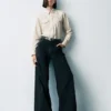 Jeans med høy midje og vid benbredde