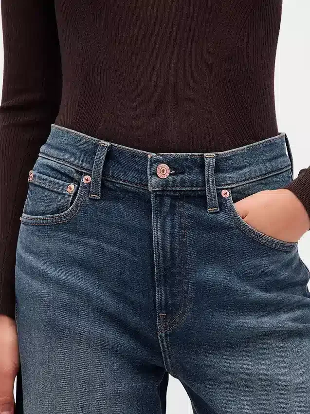 Jeans med høy midje og vid benbredde