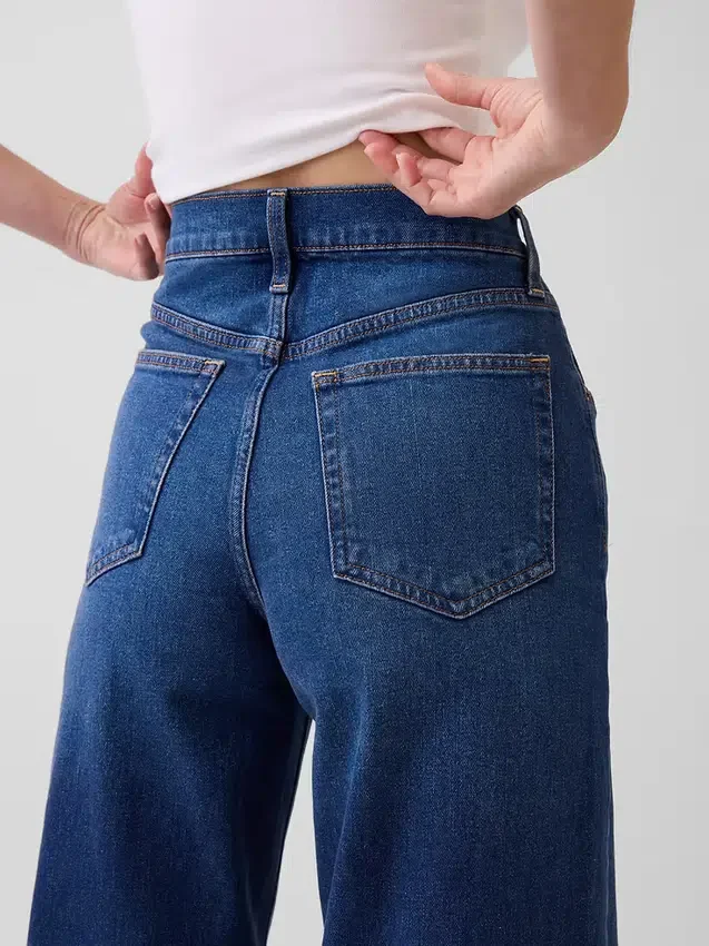 Jeans med høy midje og vid benbredde