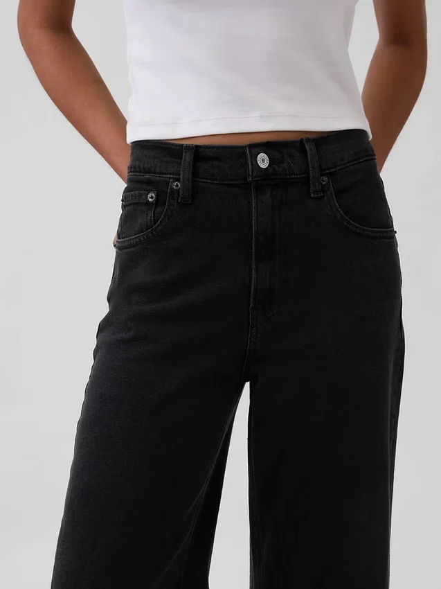 Jeans med høy midje og vid benbredde