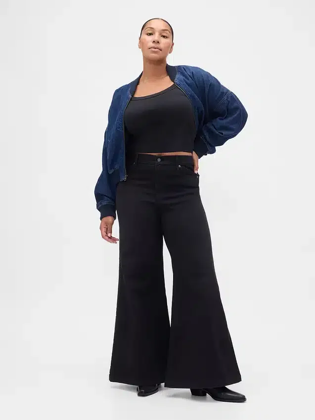 Jeans med høy midje og vid benvidde