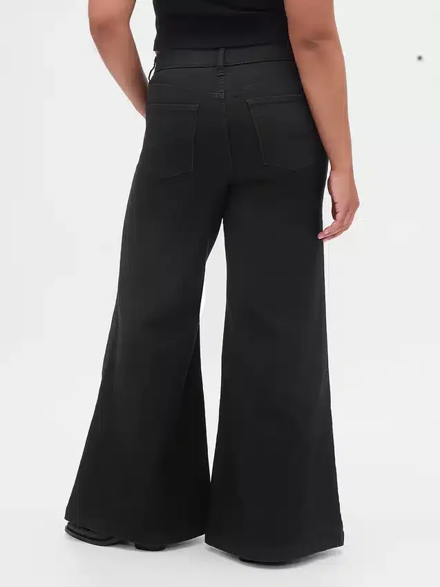Jeans med høy midje og vid benvidde