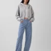 Jeans med høy midje, ultramyk denim og striper