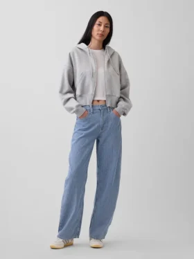 Jeans med høy midje, ultramyk denim og striper
