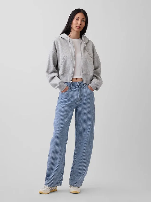 Jeans med høy midje, ultramyk denim og striper
