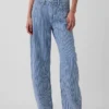 Jeans med høy midje, ultramyk denim og striper