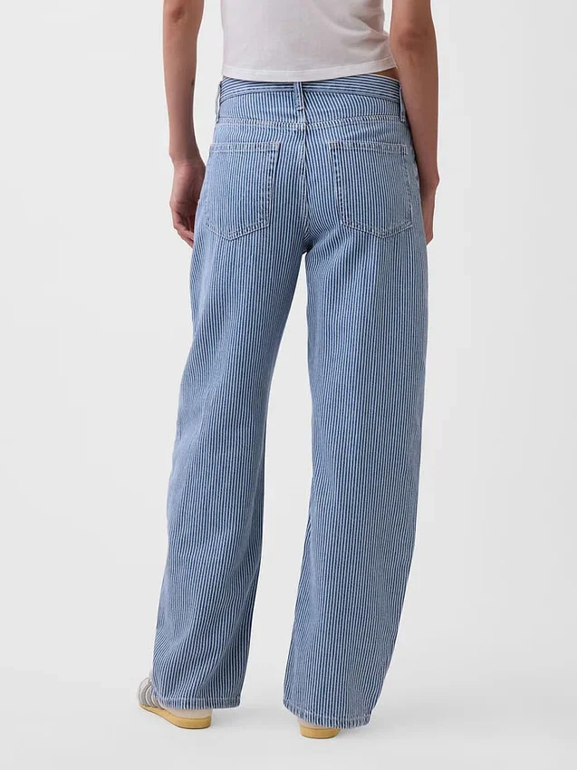 Jeans med høy midje, ultramyk denim og striper