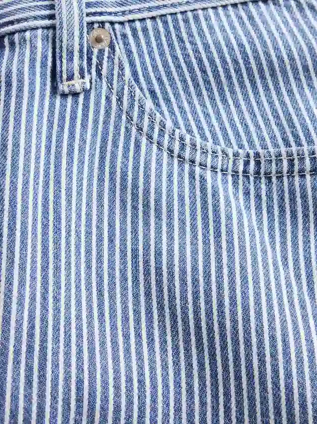 Jeans med høy midje, ultramyk denim og striper