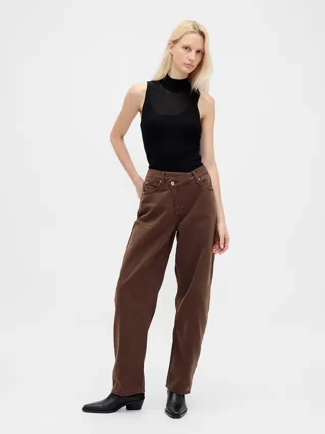 Jeans med høy midje, ultramyk og krysset snitt
