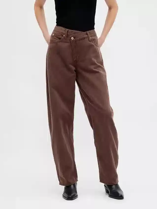 Jeans med høy midje, ultramyk og krysset snitt