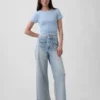 Jeans med høy midje, vid benvidde og ankelengde
