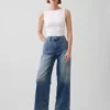 Jeans med høy midje, vid benvidde og ankelengde
