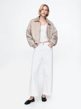 Jeans med høy midje, vid benvidde og ankelengde