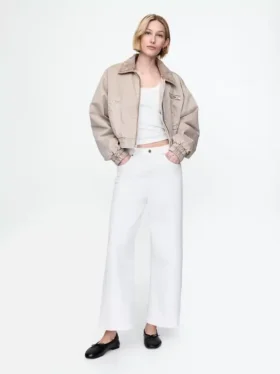 Jeans med høy midje, vid benvidde og ankelengde