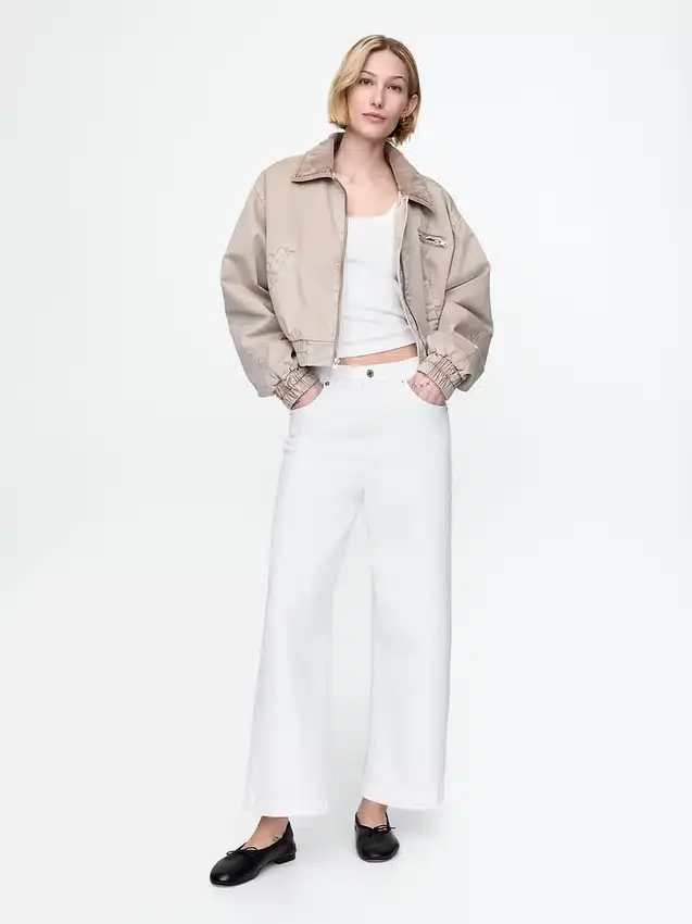 Jeans med høy midje, vid benvidde og ankelengde