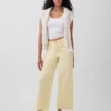 Jeans med høy midje, vid benvidde og ankelengde