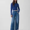 Jeans med høy midje, vid benvidde og ankelengde
